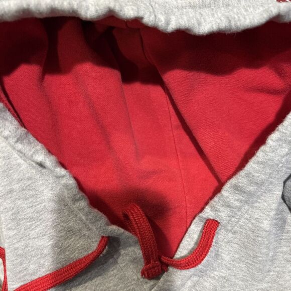 The North Face Men's Size Medium Gray Red Hoodie Sweatshirt Fleece Logo Outdoor - Picture 12 of 16